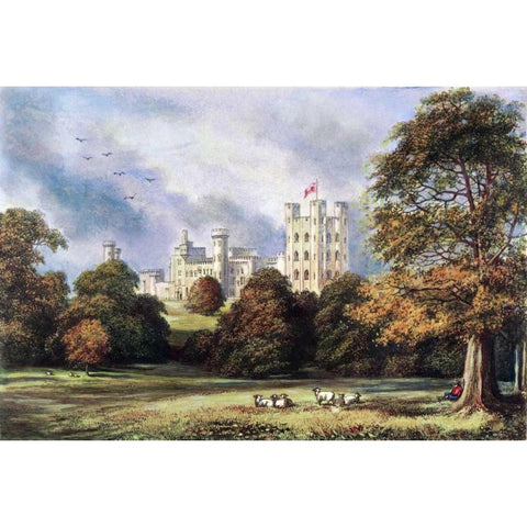 Penrhyn Castle, Carnarvonshire Black Modern Wood Framed Art Print by Unknown