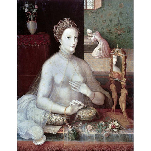 Portrait of a Woman Black Modern Wood Framed Art Print by Unknown