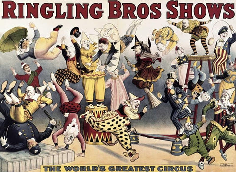 Ringling Bros. Shows White Modern Wood Framed Art Print with Double Matting by Unknown