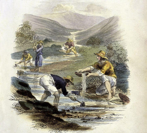 Scene On The Branch of The Sacramento White Modern Wood Framed Art Print with Double Matting by Unknown