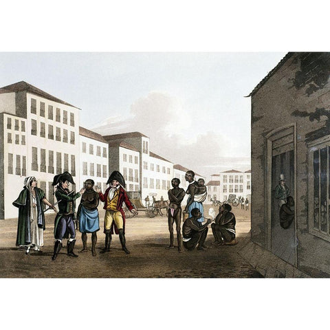 Slave Market Black Modern Wood Framed Art Print with Double Matting by Unknown