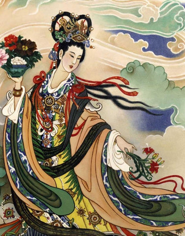 The Goddess of Spring White Modern Wood Framed Art Print with Double Matting by Unknown