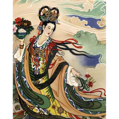 The Goddess of Spring Black Modern Wood Framed Art Print by Unknown