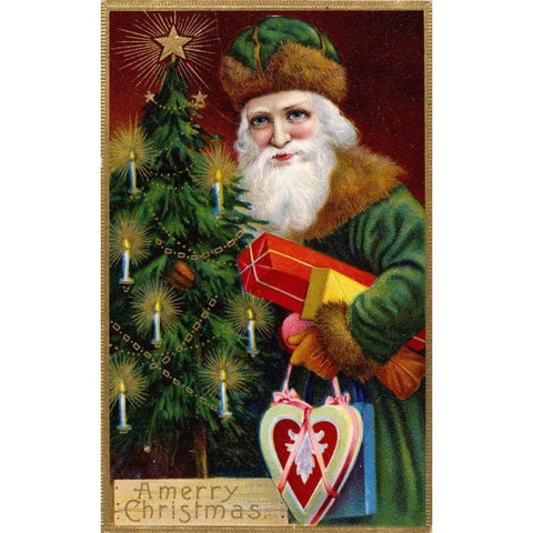 Vintage Santa II White Modern Wood Framed Art Print by Unknown