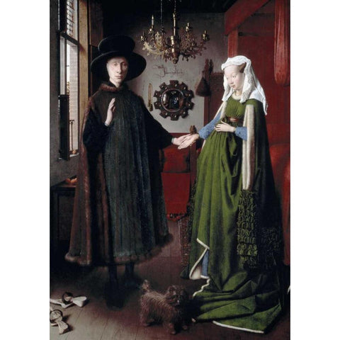 Arnolfini Portrait Gold Ornate Wood Framed Art Print with Double Matting by Van Eyck, Jan