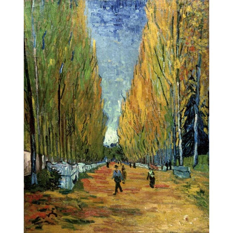 Allee des Alyscamps Black Modern Wood Framed Art Print with Double Matting by Van Gogh, Vincent