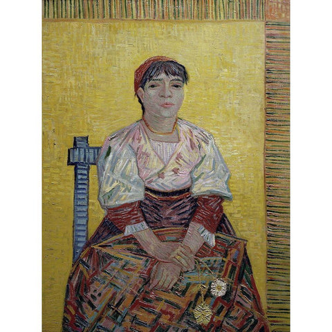 An Italian Woman Black Modern Wood Framed Art Print with Double Matting by Van Gogh, Vincent