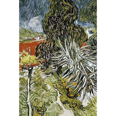 Dr Gachets Garden at Auvers-Sur-Oise Black Modern Wood Framed Art Print with Double Matting by Van Gogh, Vincent