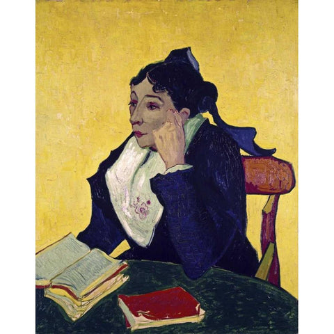 LArlesienne: Madame Joseph Michel Ginoux White Modern Wood Framed Art Print by Van Gogh, Vincent