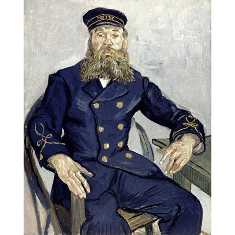 Portrait of Joseph Roulin White Modern Wood Framed Art Print by Van Gogh, Vincent