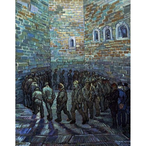 Prisoners Exercising - After Dore Gold Ornate Wood Framed Art Print with Double Matting by Van Gogh, Vincent