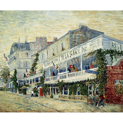 Restaurant de la Sirene at Asnieres 1887 White Modern Wood Framed Art Print by Van Gogh, Vincent