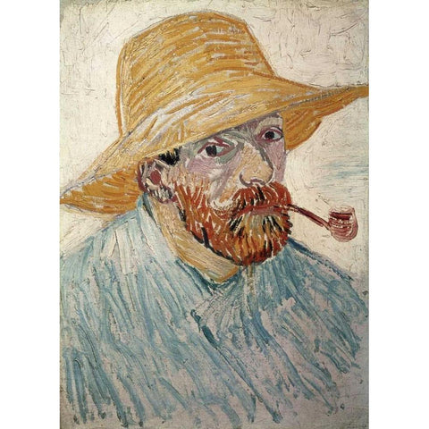 Self Portrait 1888 Black Modern Wood Framed Art Print with Double Matting by Van Gogh, Vincent