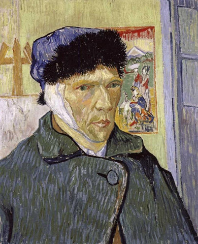 Self Portrait With Bandaged Ear White Modern Wood Framed Art Print with Double Matting by Van Gogh, Vincent