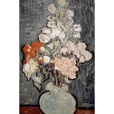 Still Life: Vase With Rose-Mallows Gold Ornate Wood Framed Art Print with Double Matting by Van Gogh, Vincent