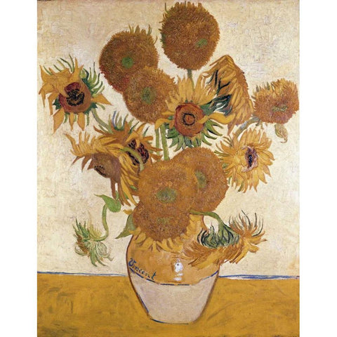 Sunflowers, 1888 Gold Ornate Wood Framed Art Print with Double Matting by Van Gogh, Vincent