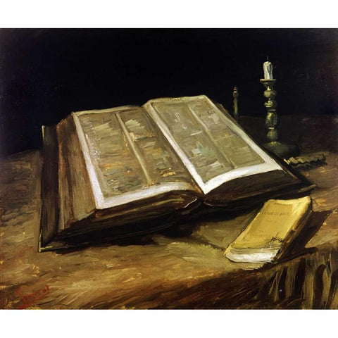 The Bible: Still Life White Modern Wood Framed Art Print by Van Gogh, Vincent