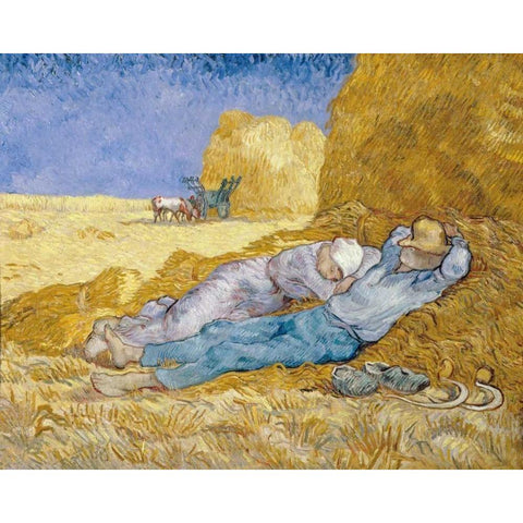 The Siesta - La Siesta White Modern Wood Framed Art Print by Van Gogh, Vincent