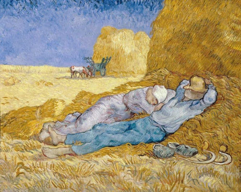 The Siesta - La Siesta Black Ornate Wood Framed Art Print with Double Matting by Van Gogh, Vincent