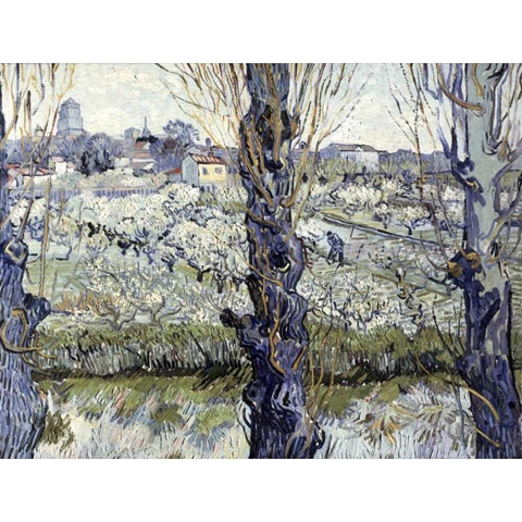 View of Arles White Modern Wood Framed Art Print by Van Gogh, Vincent