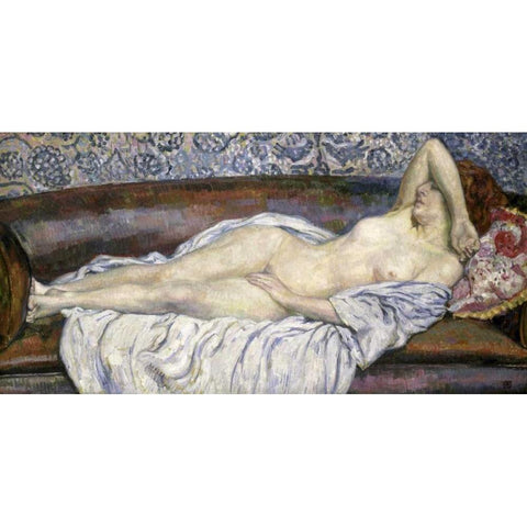 Nu Allouge Gold Ornate Wood Framed Art Print with Double Matting by Van Rysselberghe, Theo