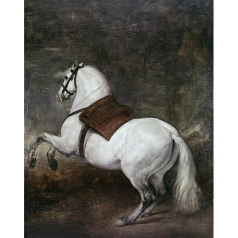 A White Horse White Modern Wood Framed Art Print by Velazquez, Diego