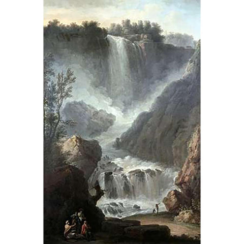 Falls of Terni White Modern Wood Framed Art Print by Vernet, Claude-Joseph