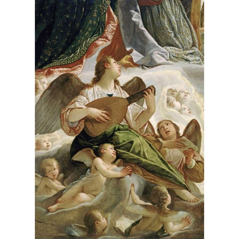 Trinity With Saints Ursula and Margaret-Detail White Modern Wood Framed Art Print by Vianino, Antonio Maria