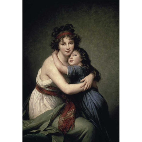 Madame Vigee Le Brun and Her Daughter Gold Ornate Wood Framed Art Print with Double Matting by Le Brun, Elisabeth Vigee