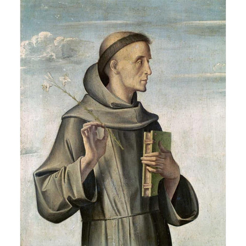 Saint Anthony White Modern Wood Framed Art Print by Vivarini, Antonio