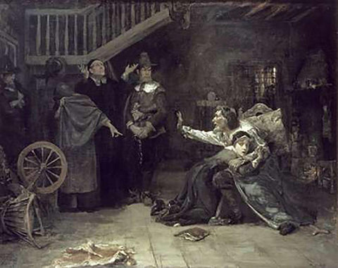 Accused of Witchcraft Black Ornate Wood Framed Art Print with Double Matting by Volk, Douglas