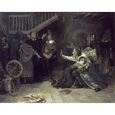 Accused of Witchcraft Black Modern Wood Framed Art Print by Volk, Douglas