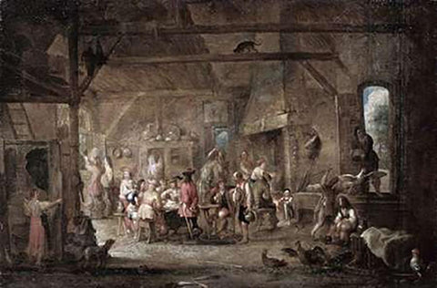 At The Bar White Modern Wood Framed Art Print with Double Matting by Wael, Cornelis de