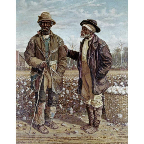 Two Elderly Cotton Pickers Black Modern Wood Framed Art Print with Double Matting by Walker, Frederick