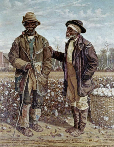 Two Elderly Cotton Pickers Black Ornate Wood Framed Art Print with Double Matting by Walker, Frederick