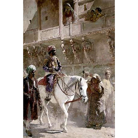 Triumphal Procession White Modern Wood Framed Art Print by Weeks, Edwin Lord