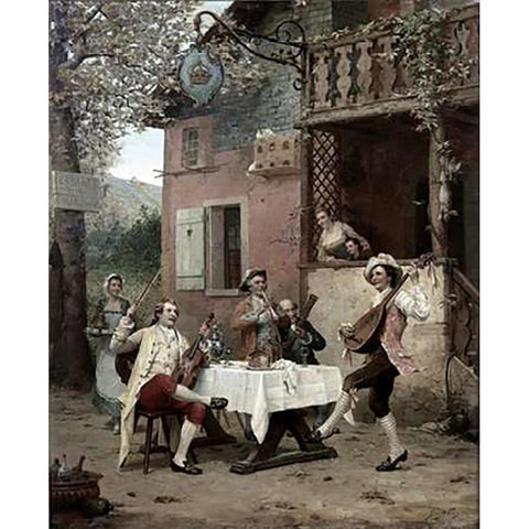 Cabaret De La Couronne Black Modern Wood Framed Art Print with Double Matting by Weiss, Emile Georges