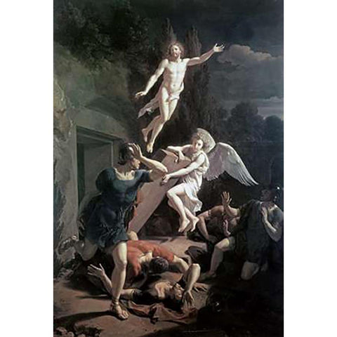 Resurrection Gold Ornate Wood Framed Art Print with Double Matting by van der Werff, Adriaen