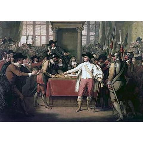 Cromwell Dissolving The Long Parliament White Modern Wood Framed Art Print by West, Benjamin