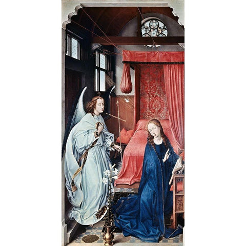 Annunciation 1 Black Modern Wood Framed Art Print with Double Matting by Weyden, Rogier van der