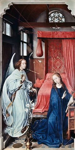 Annunciation 1 White Modern Wood Framed Art Print with Double Matting by Weyden, Rogier van der