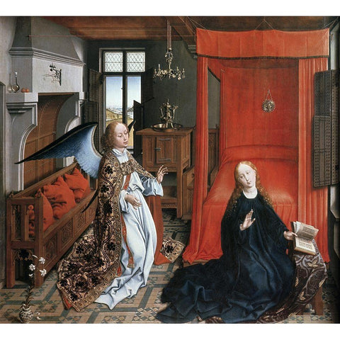 Annunciation 2 White Modern Wood Framed Art Print by Weyden, Rogier van der