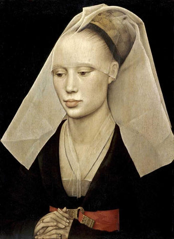Portrait of a Lady Black Ornate Wood Framed Art Print with Double Matting by Van Der Weyden, Rogier