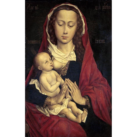 Virgin and Child Gold Ornate Wood Framed Art Print with Double Matting by Weyden, Rogier van der
