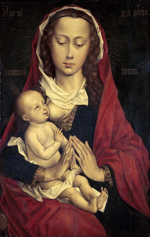 Virgin and Child Black Ornate Wood Framed Art Print with Double Matting by Weyden, Rogier van der