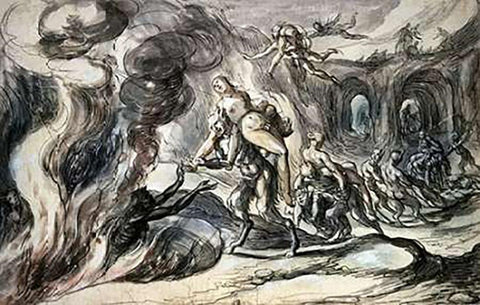 Eurydice In Hell White Modern Wood Framed Art Print with Double Matting by Weyer, Hermann
