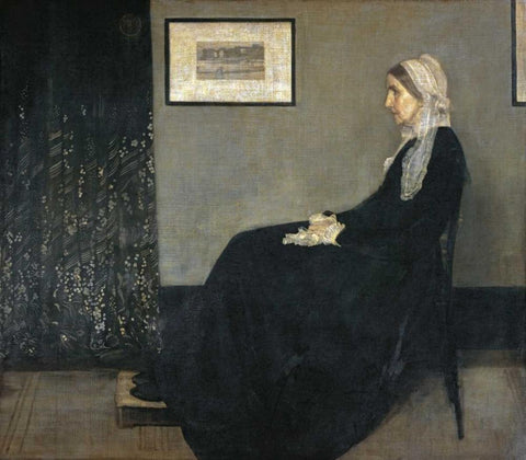 Portrait of The Artists Mother - Arrangement In Gray and Black No.1 White Modern Wood Framed Art Print with Double Matting by Whistler, James McNeill