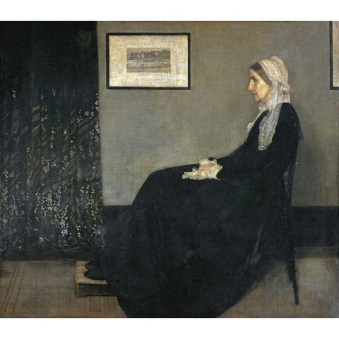 Portrait of The Artists Mother - Arrangement In Gray and Black No.1 Black Modern Wood Framed Art Print with Double Matting by Whistler, James McNeill