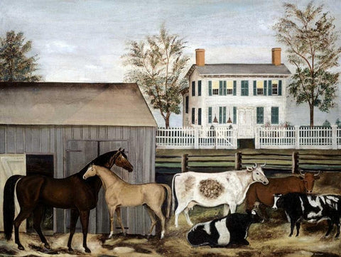 Barnyard Black Ornate Wood Framed Art Print with Double Matting by Zeliff, A.E.