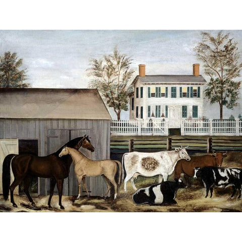 Barnyard Black Modern Wood Framed Art Print by Zeliff, A.E.